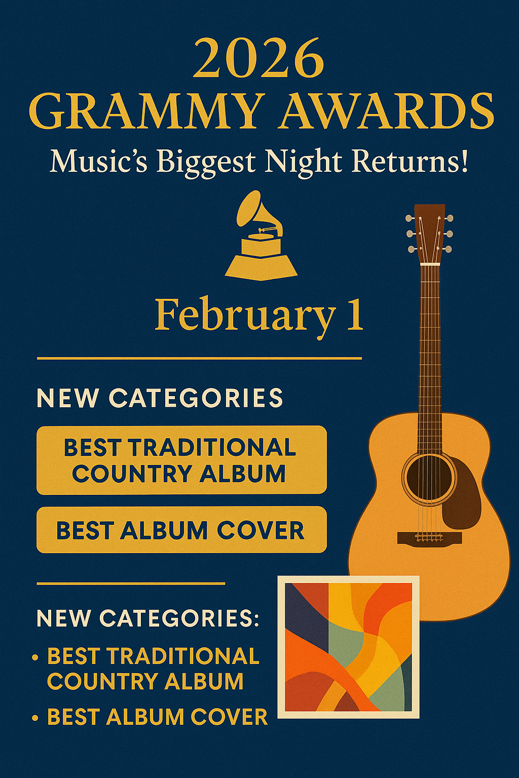 Music’s Biggest Night Returns! The 2026 GRAMMYs to Premiere February 1st With New Categories Honoring Tradition & Artistry
